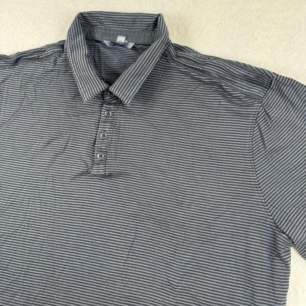 John Varvatos Polo Shirt Mens Size 2XL Gray Striped Cotton Modal Jersey Casual